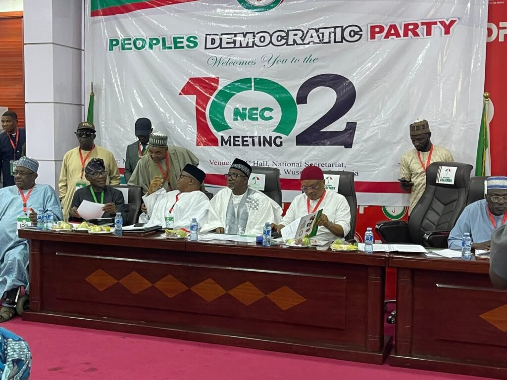 PDP leaders at its 102nd NEC meeting on Monday in Abuja